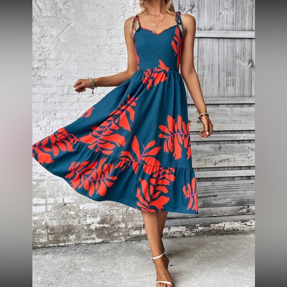 Dresses | Boho Floral Tropical Print Midi Dress | Poshmark